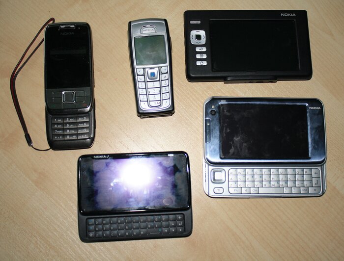 Nokia N900 with my other Nokia devices