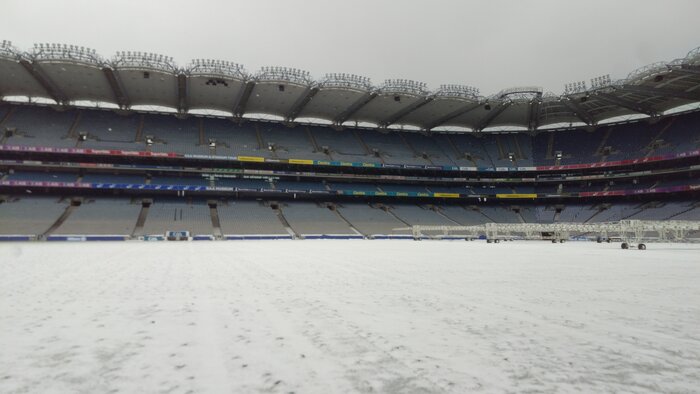 Croke Park stadium - playing field covered with snow
