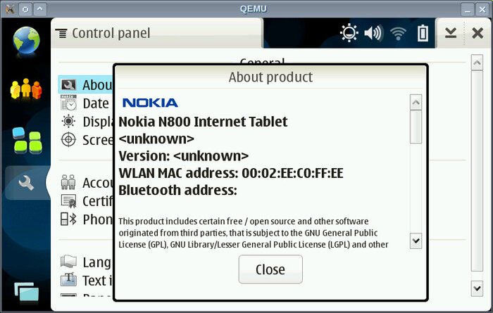 Maemo OS2008 (Chinook) on emulated N800