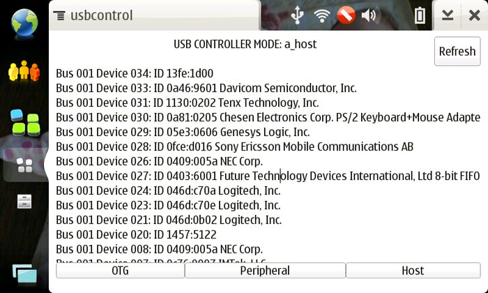 List of devices connected to Nokia N810 tablet