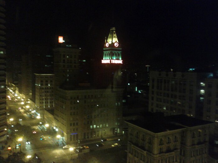 Evening view at a street from 17th floor