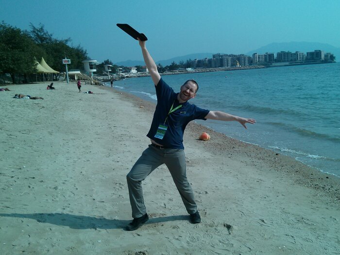 At a beach near hotel in Hong Kong