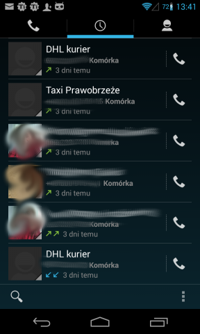 Dialer on Nexus - connection list