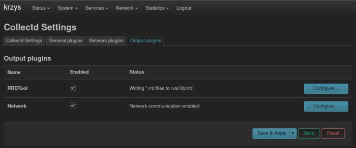 OpenWRT WebUI -> Statistics -> Setup -> Output plugins