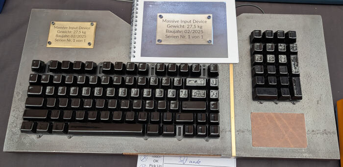 27.5 kg keyboard made from a steel block