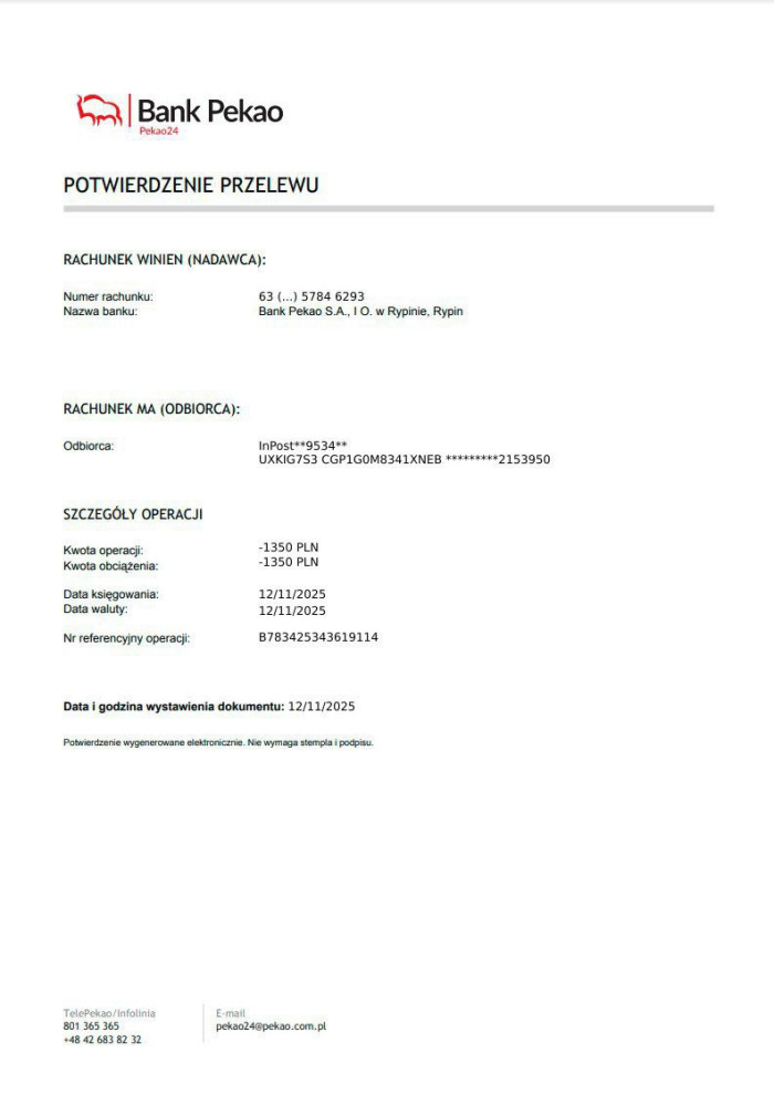 potwierdzenie przelewu